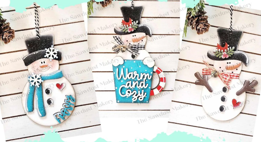 Frosty Trio Ornaments-DIY Blank
