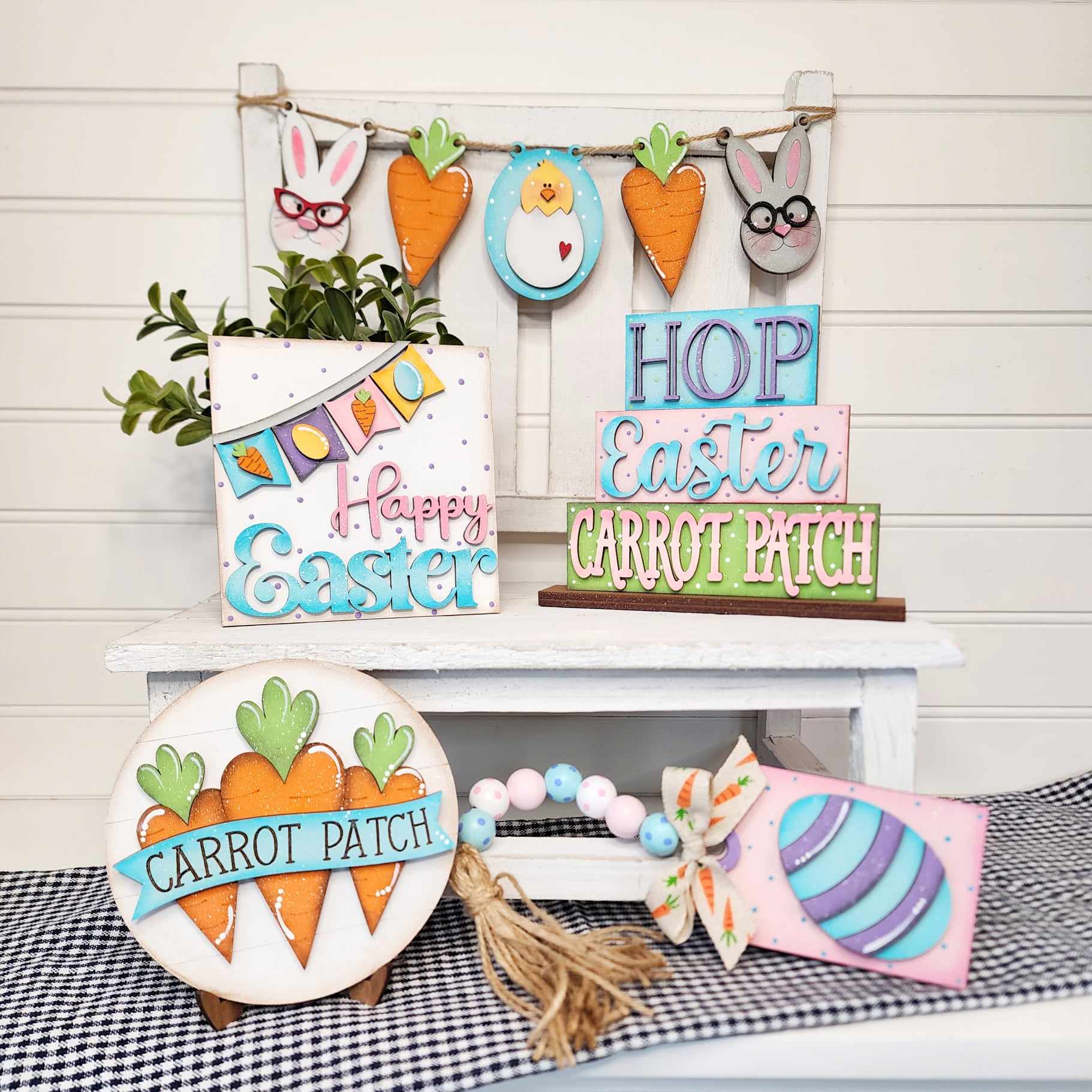 Happy Easter Tiered Tray Decor Set- DIY Blank