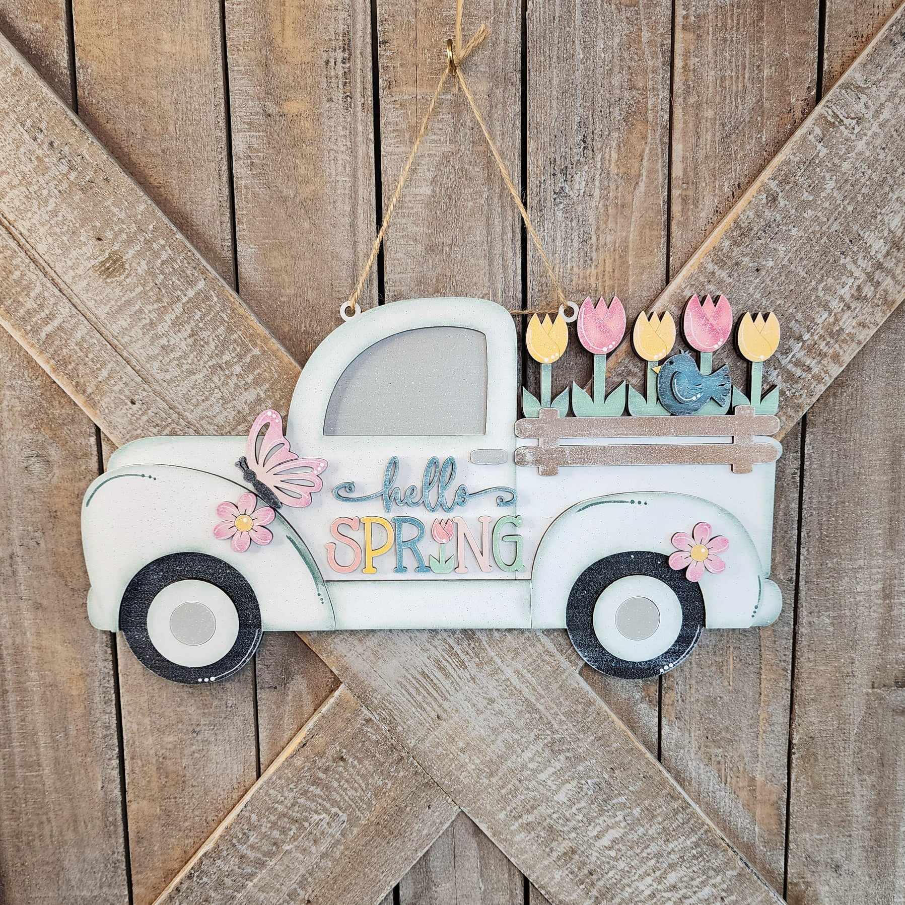 Hello Spring Truck Hanger- DIY Blank