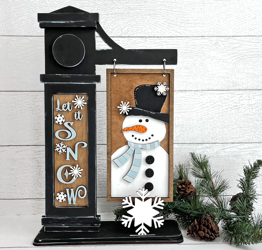 Interchangeable Post Sign & Let it Snow Interserts- DIY Blank