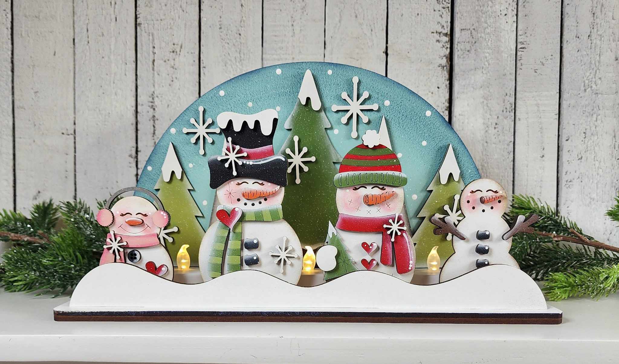 Snowman Flameless Tea Light Shelf Sitter