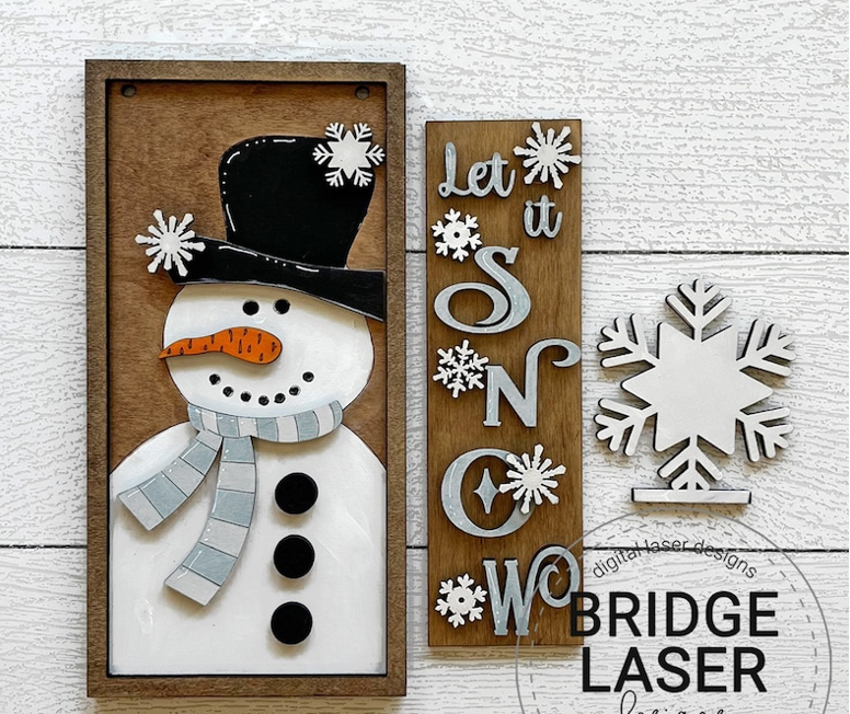 Interchangeable Post Sign & Let it Snow Interserts- DIY Blank