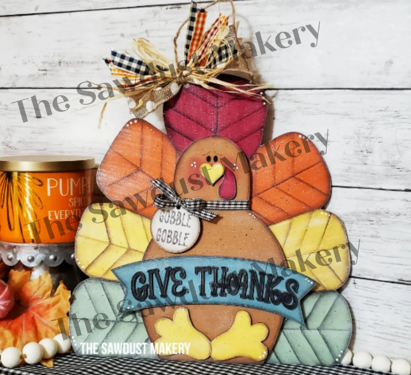 Give Thanks Turkey Shelf Sitter