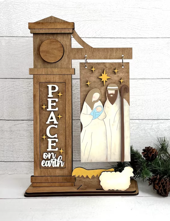 Interchangeable Post Sign & Peace On Earth Interserts- DIY Blank