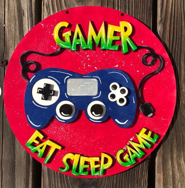 Eat, Sleep, Game, Repeat Round- DIY Blank