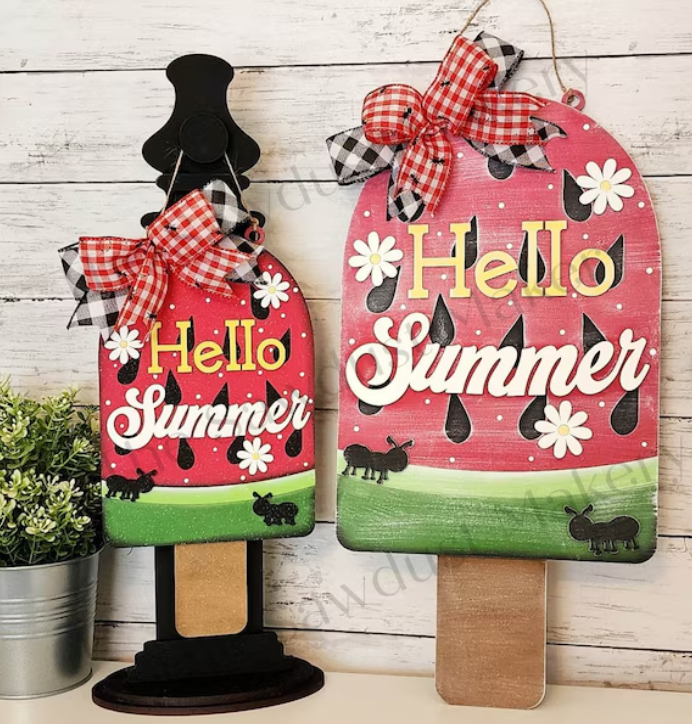Hello Summer Watermelon Hanger- DIY Blank