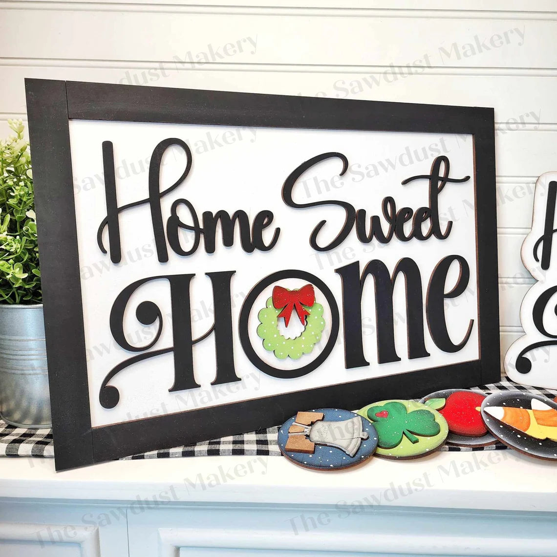 Home Sweet Home, 12 Month Interchangeable Shelf Sitter- DIY Blank