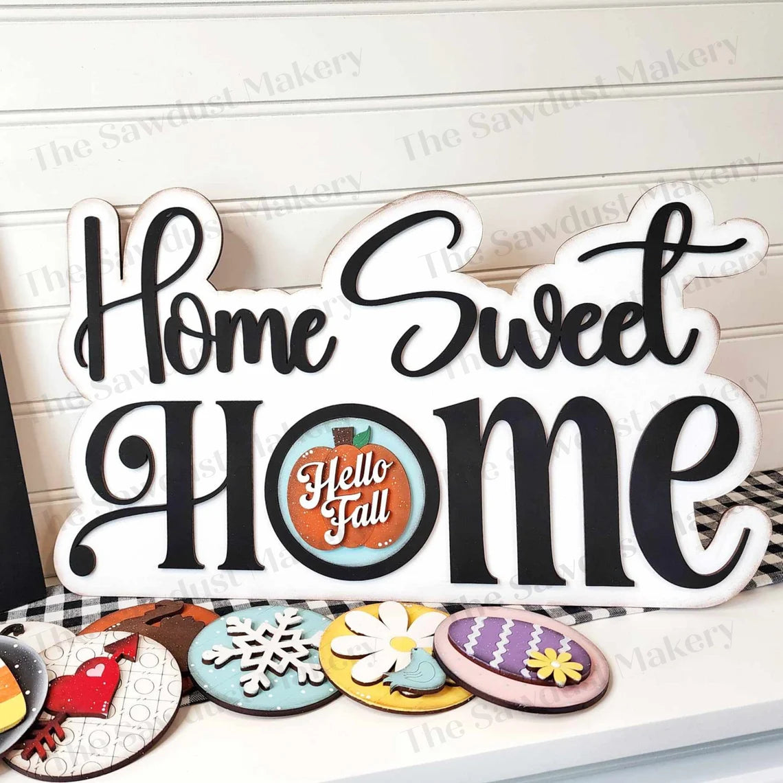 Home Sweet Home, 12 Month Interchangeable Shelf Sitter- DIY Blank