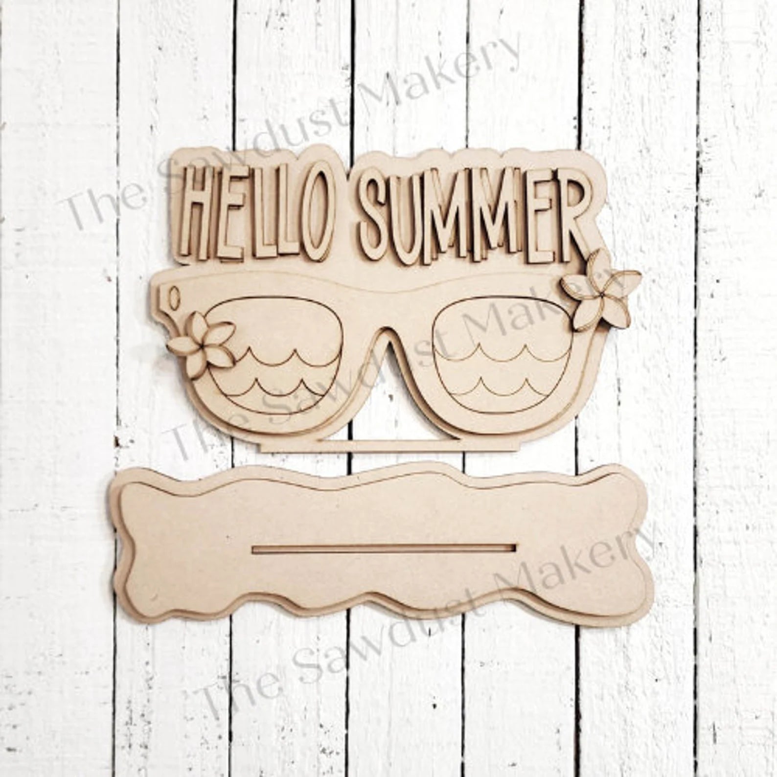 Hello Summer Sunglasses Shelf Sitter- DIY Blank