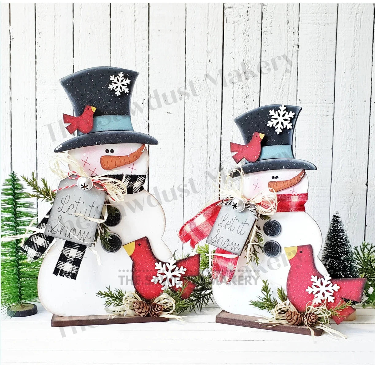 Snowman & Cardinal Shelf Sitter Set