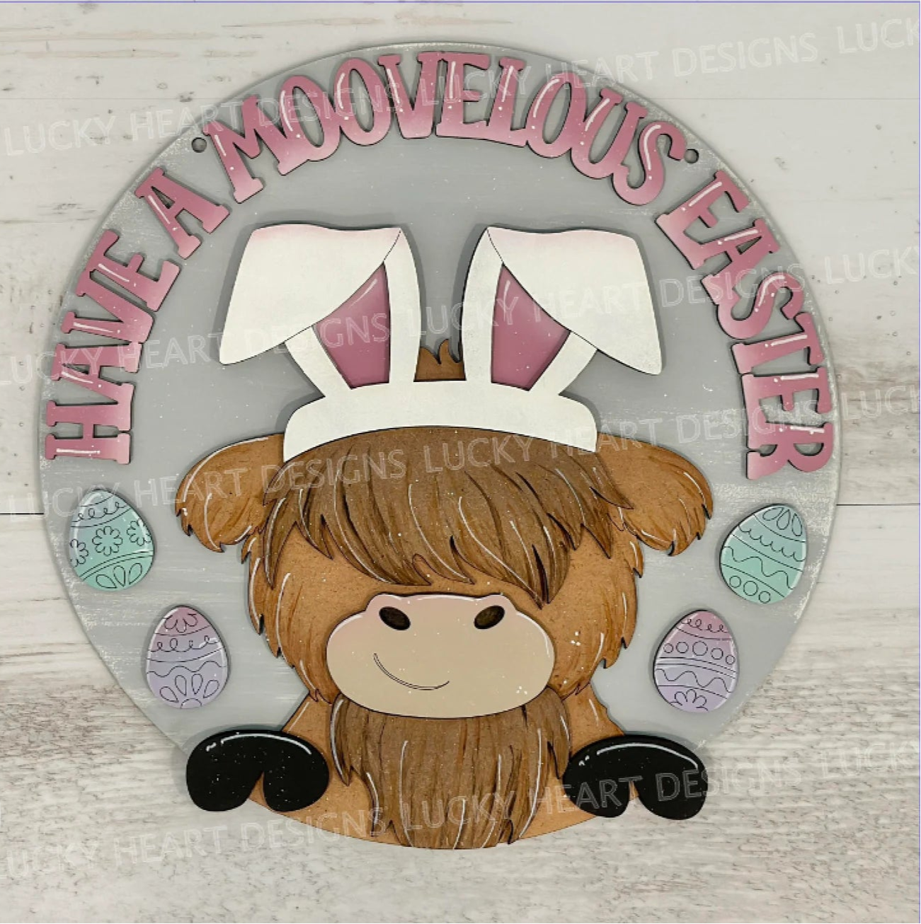 Have A Moovelous Easter Highland Cow Round- DIY Blank