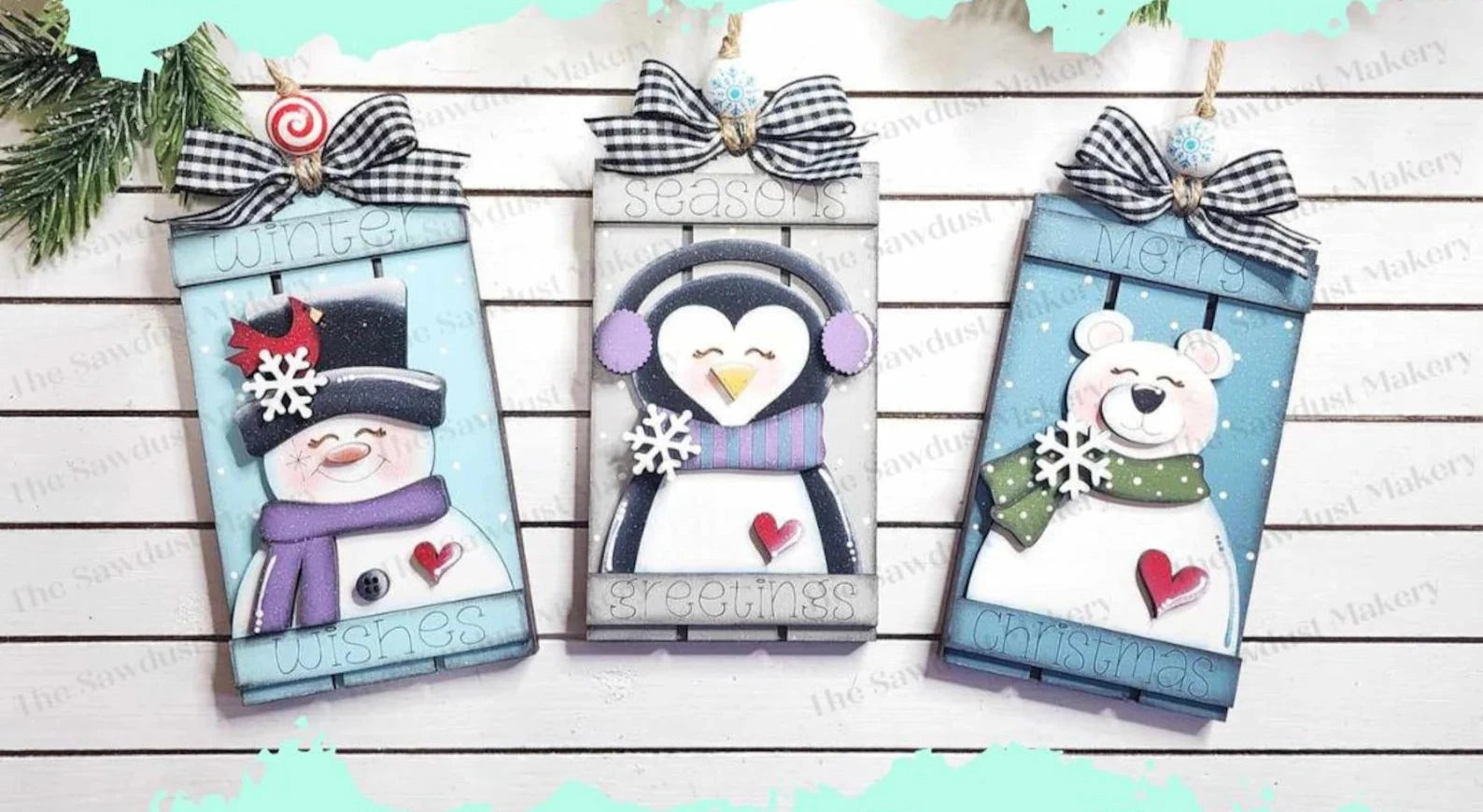 Winter Pallet Ornaments (optional gift card holder)