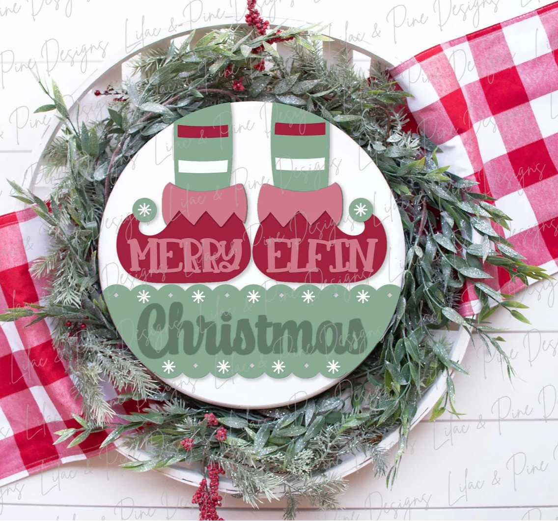 Merry Elfin Christmas Round- DIY Blank