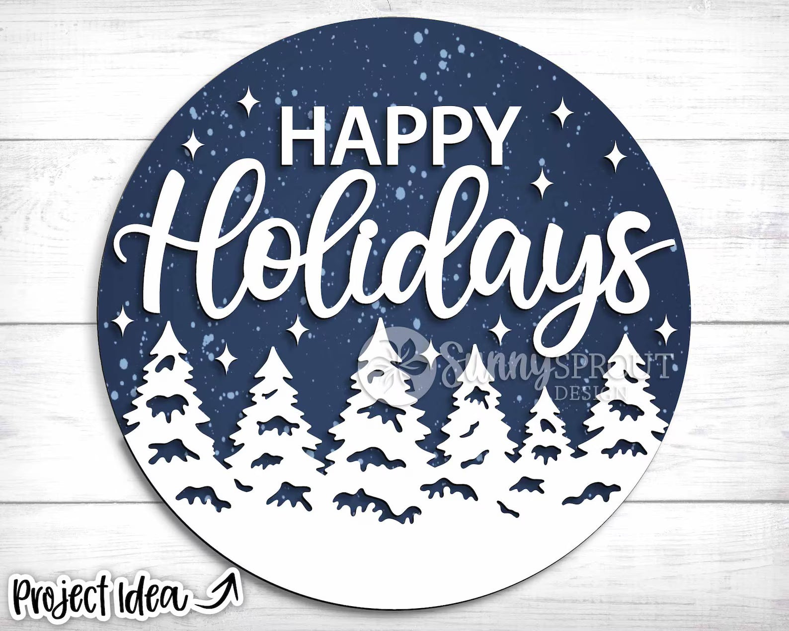 Happy Holidays Forest Round- DIY Blank