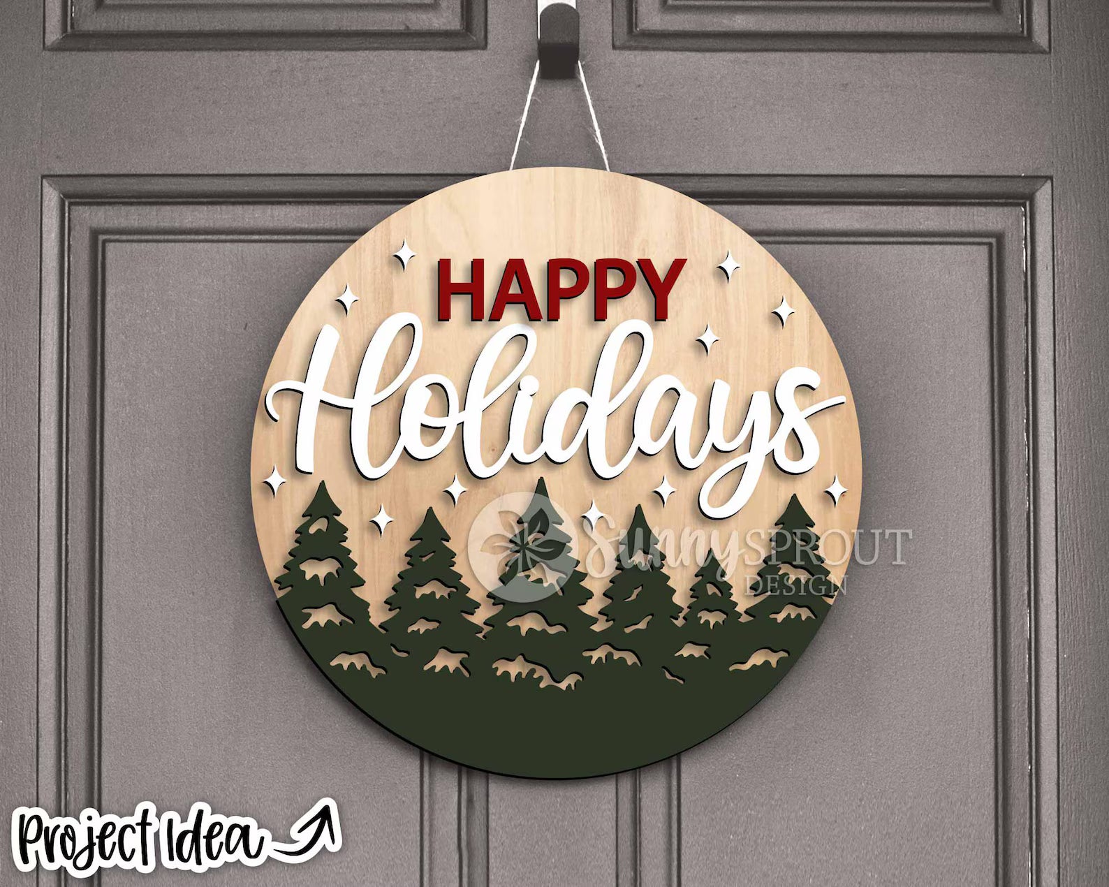 Happy Holidays Forest Round- DIY Blank