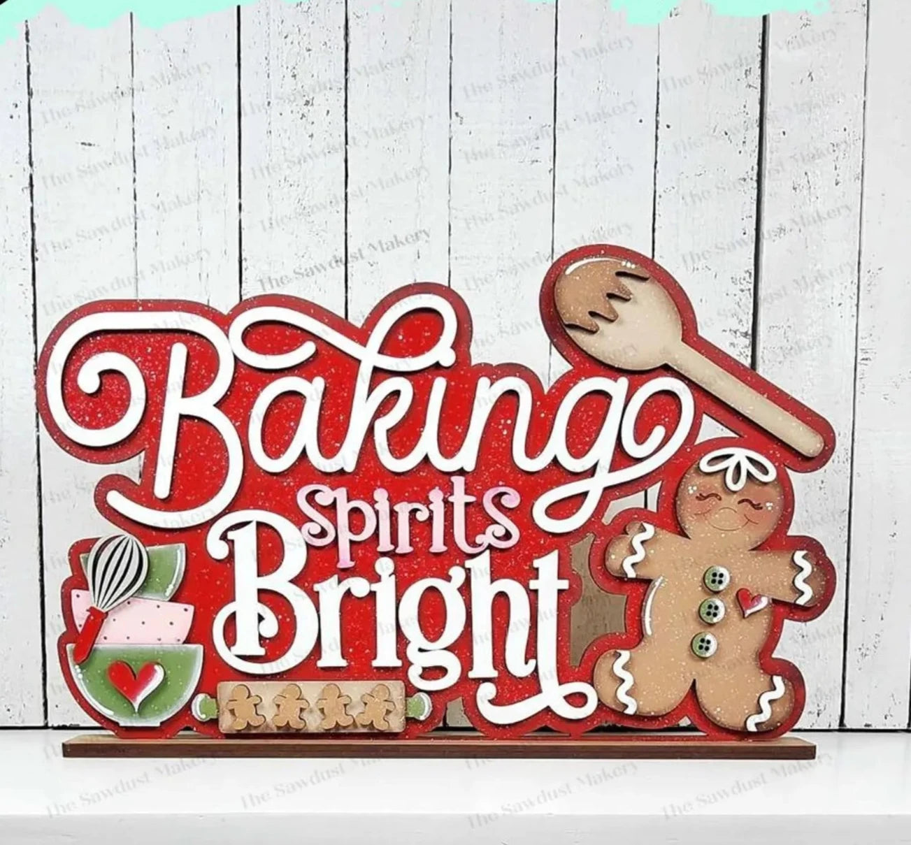 Baking Spirits Bright Word Art Shelf Sitter- Paint Party Kit
