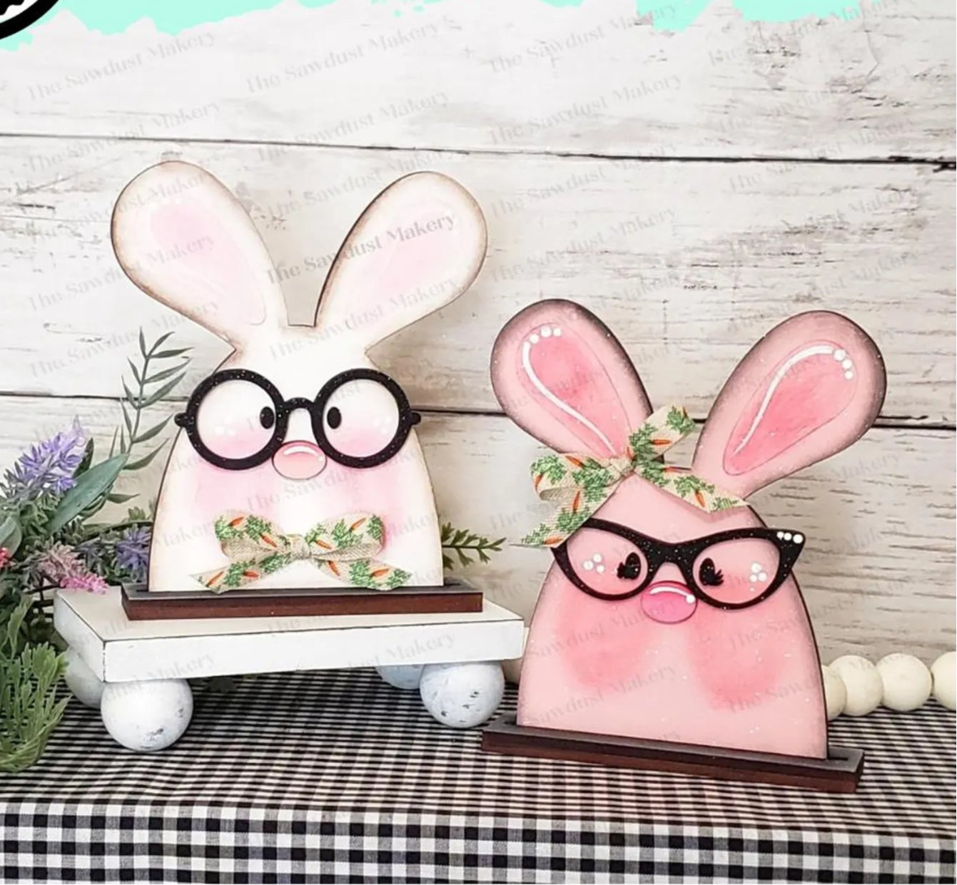 Nerdy Bunny Couple - DIY Blank