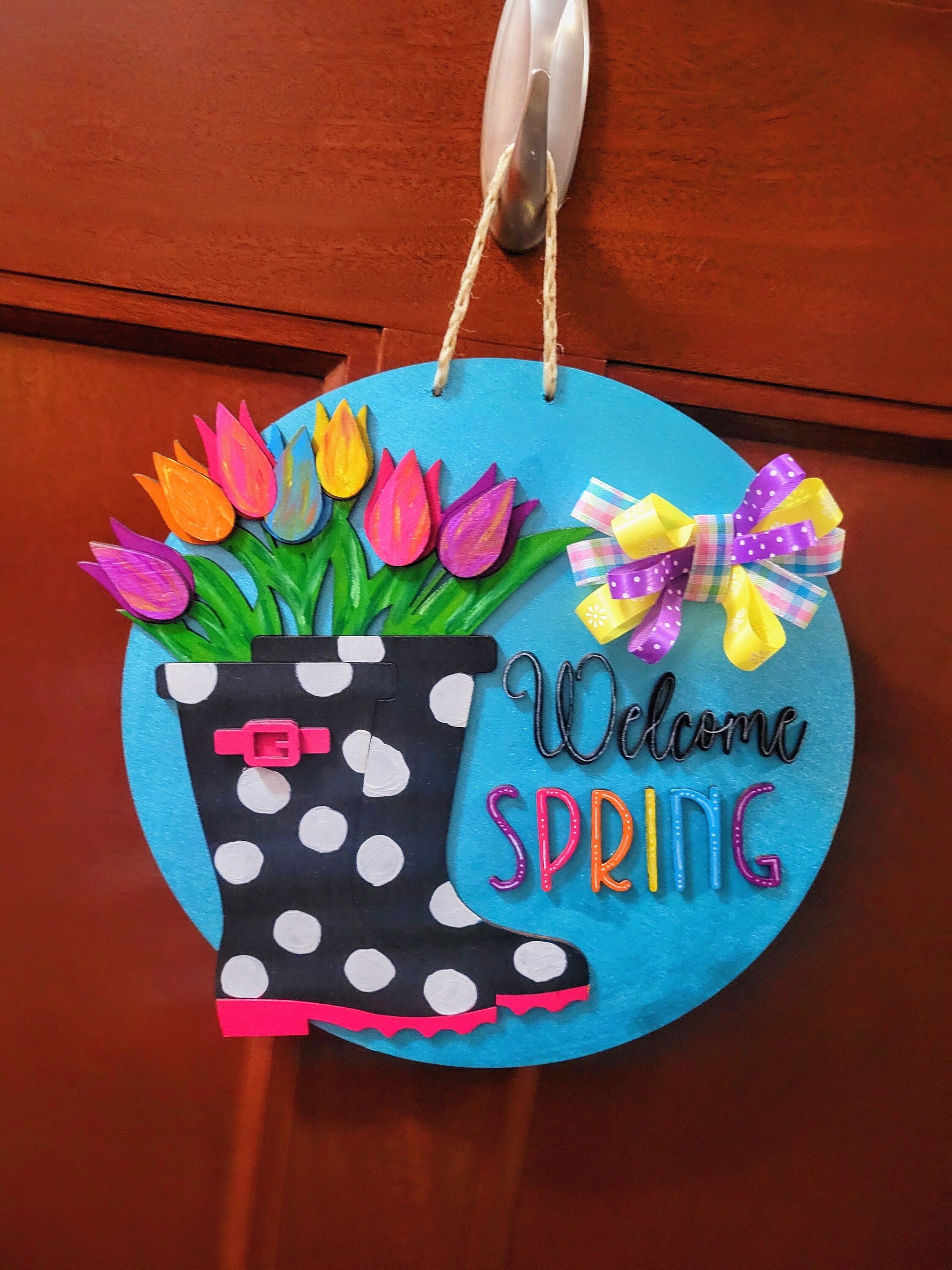 Welcome Spring Rainboots and Flowers Round- Paint Party Kit