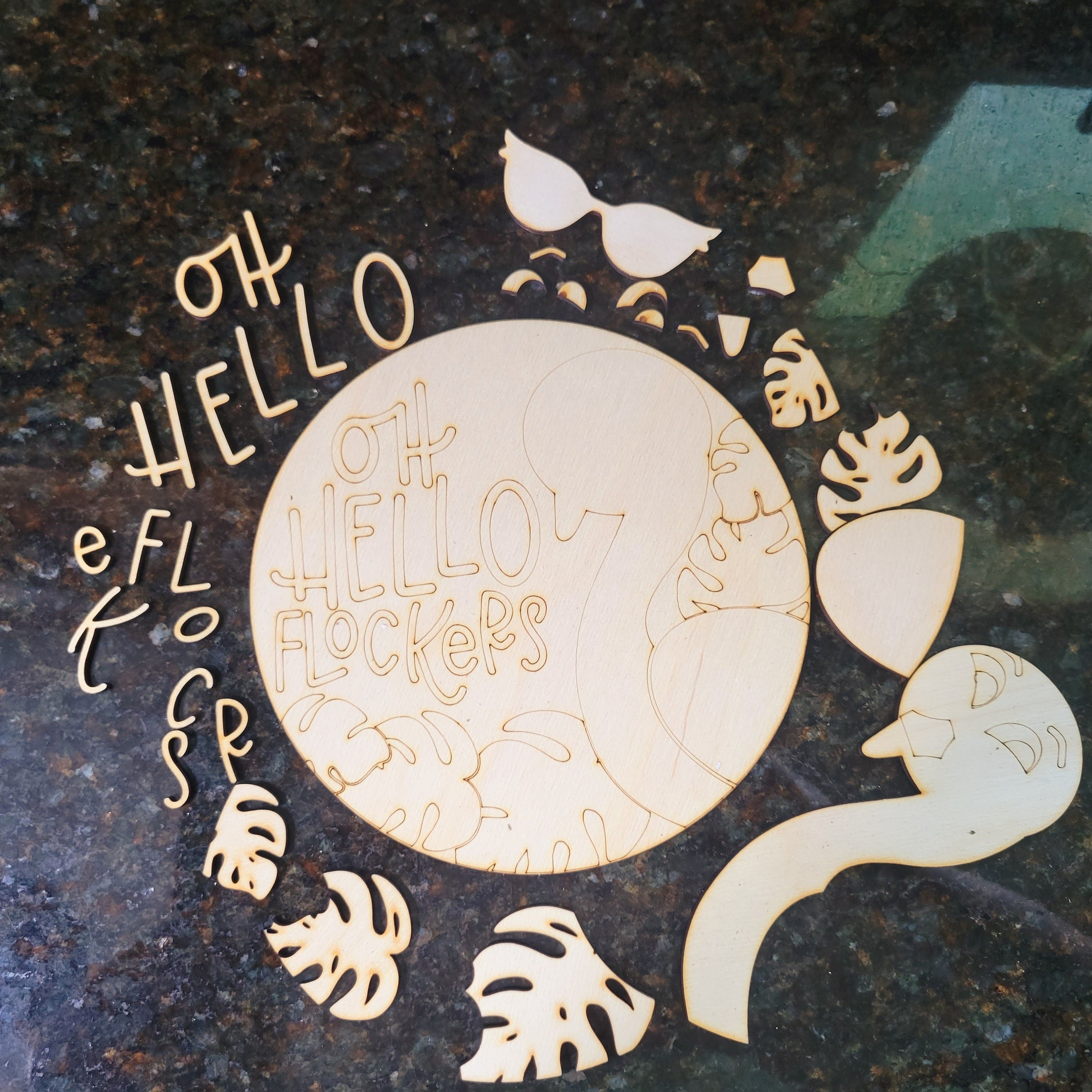 Oh Hello Flockers, Flamingo Round DIY Blank