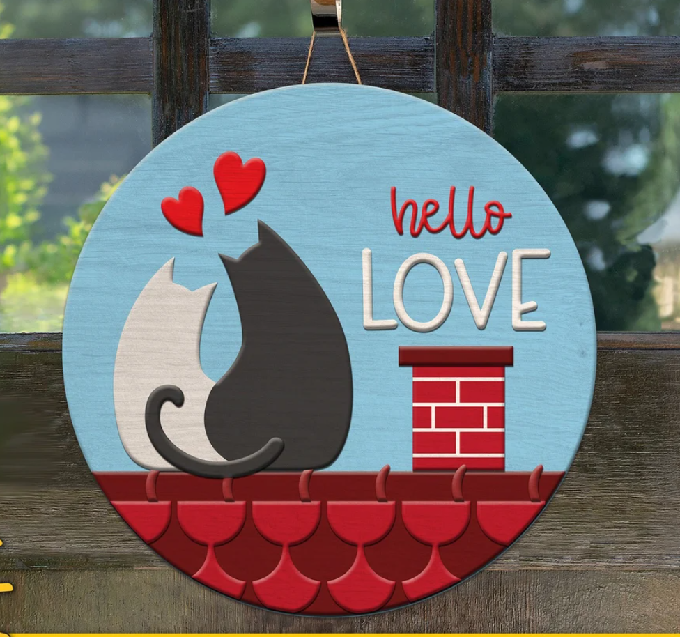 Hello Love Cats Round- DIY Blank