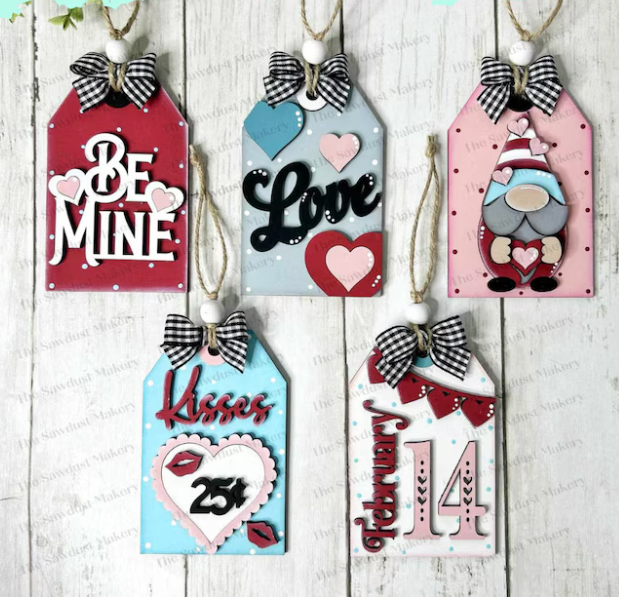 Valentine Ornaments (optional gift card holder)