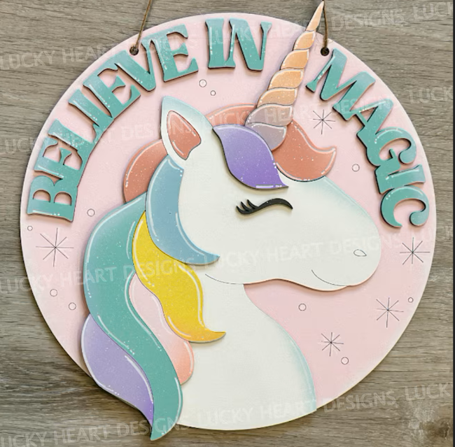Beleive in Magic Unicorn Round- DIY Blank