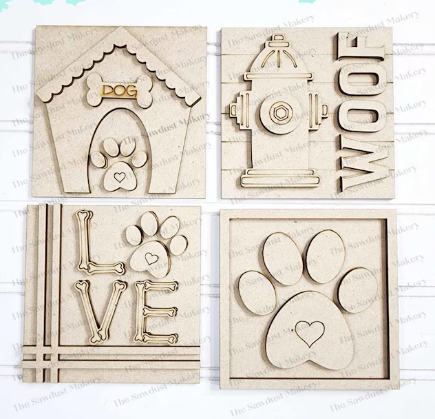 Dog Mix & Match Tiles & Quad Frame- DIY Blank