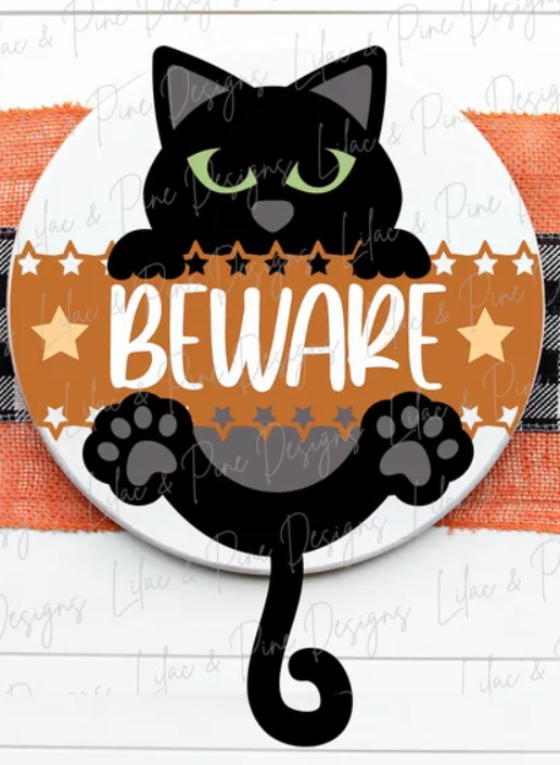 Beware Cat Round -Paint Party Kit