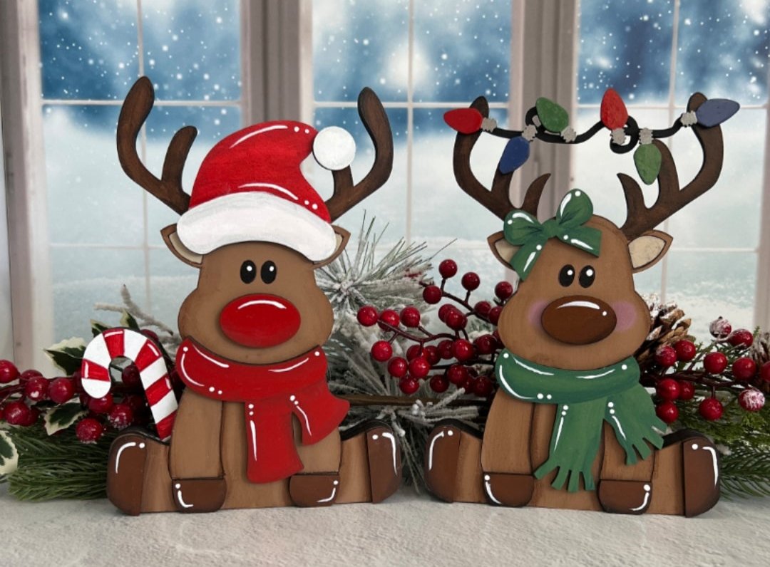 Reindeer Couple Shelf Sitter- Paint Party