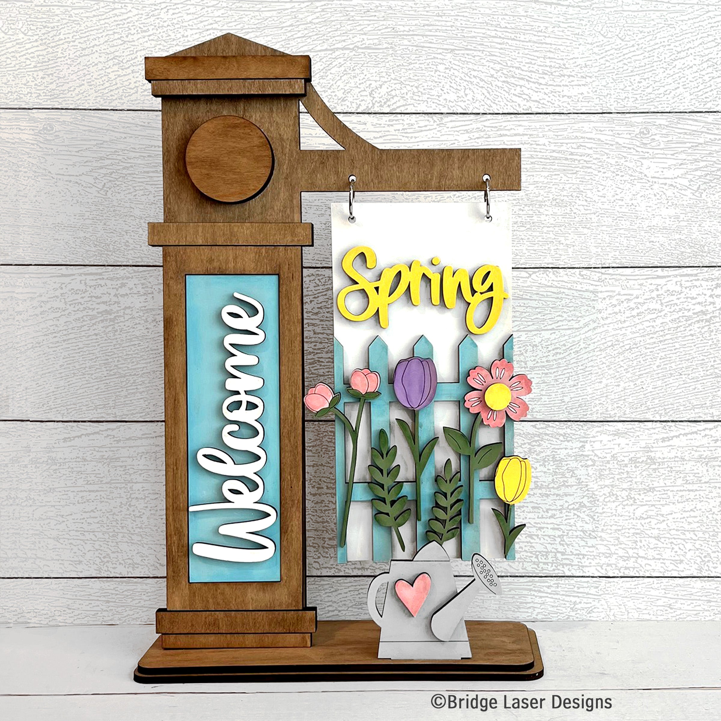 Interchangeable Post Sign & Welcome Spring Inserts