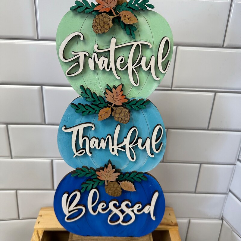Thankful Grateful Blessed Pumpkin Stack- Paint Party Kit - BORDERLINE GRILL EVENT