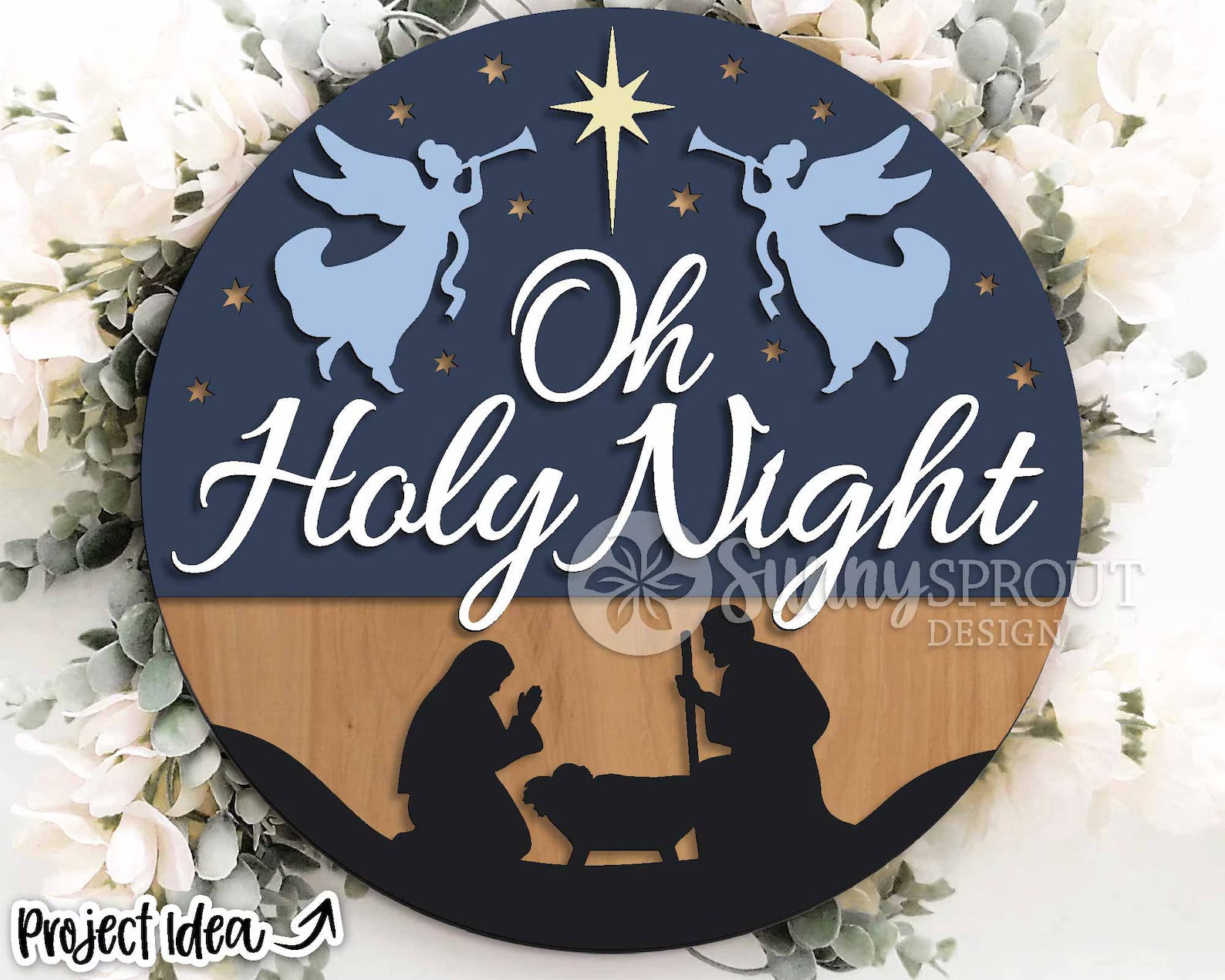 O Holy Night Trumpet Angels Round- DIY Blank