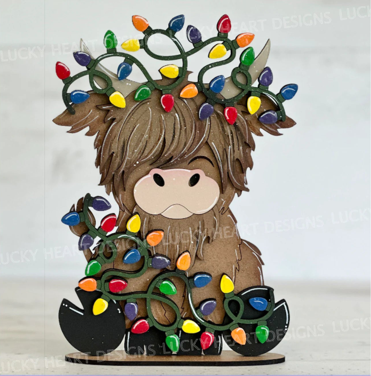 Highland Cow & Christmas Lights- DIY Blank