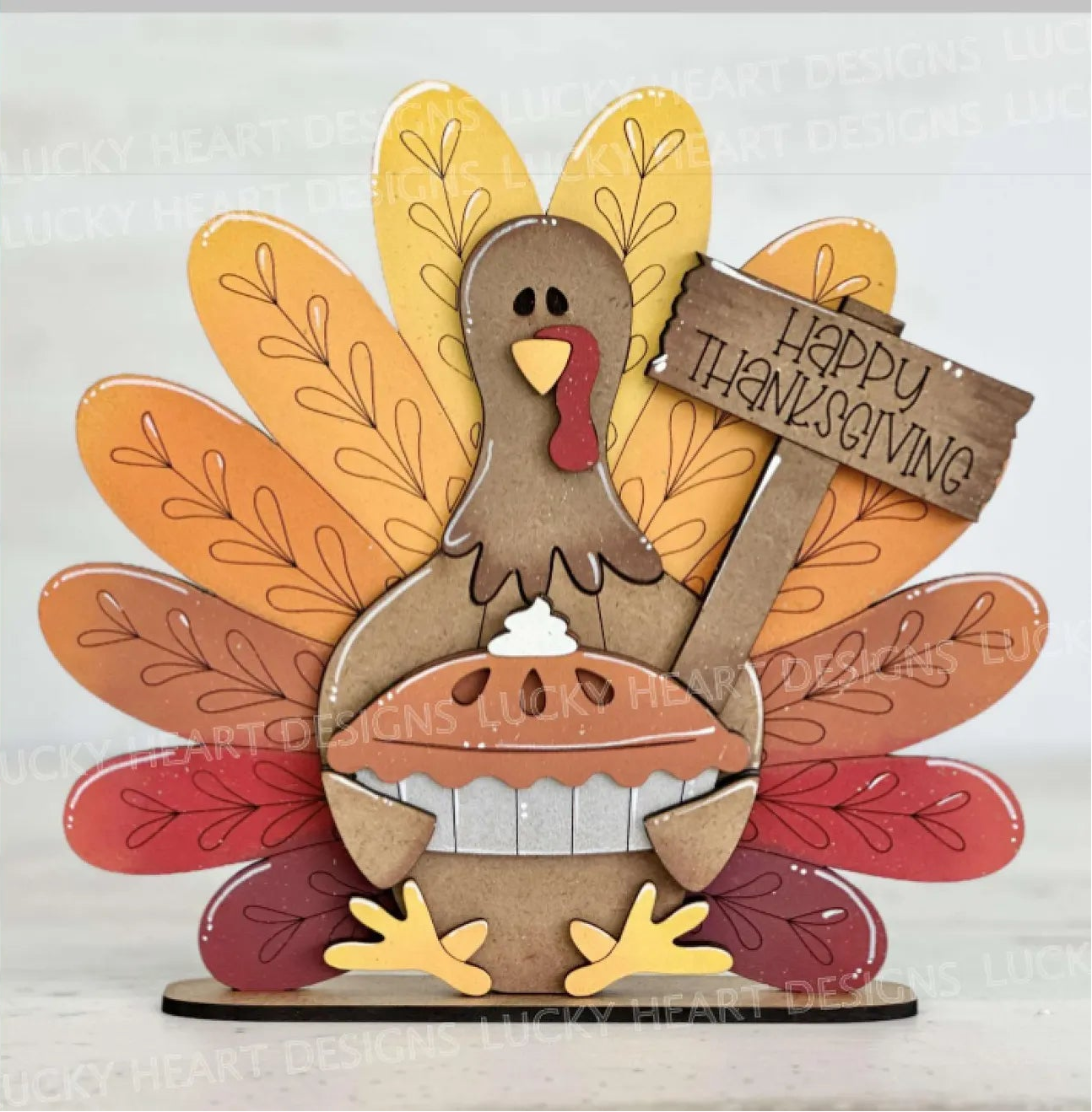 Happy Thanksgiving Turkey & Pie Shelf Sitter