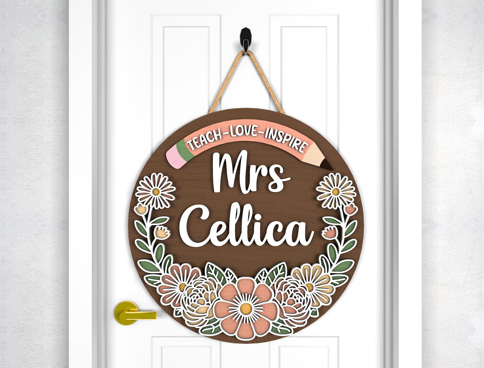 Teach Love Inspire Floral Hanger (CUSTOMIZED)- DIY Blank