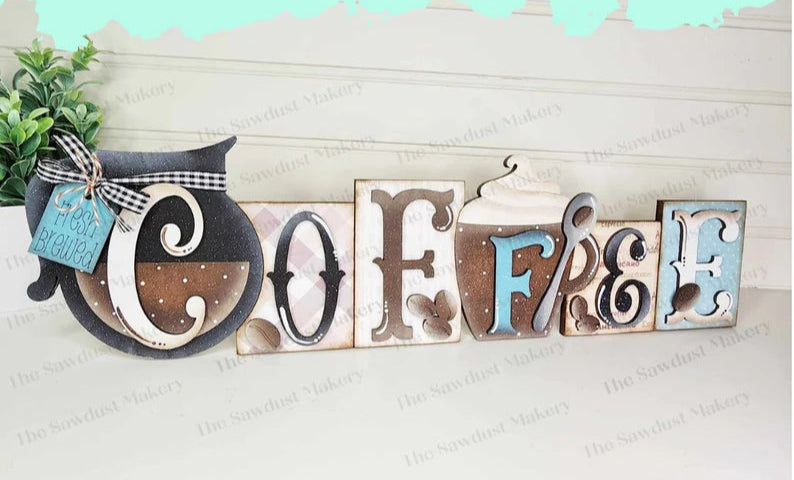 Coffee Word Block- Paint Party Kit