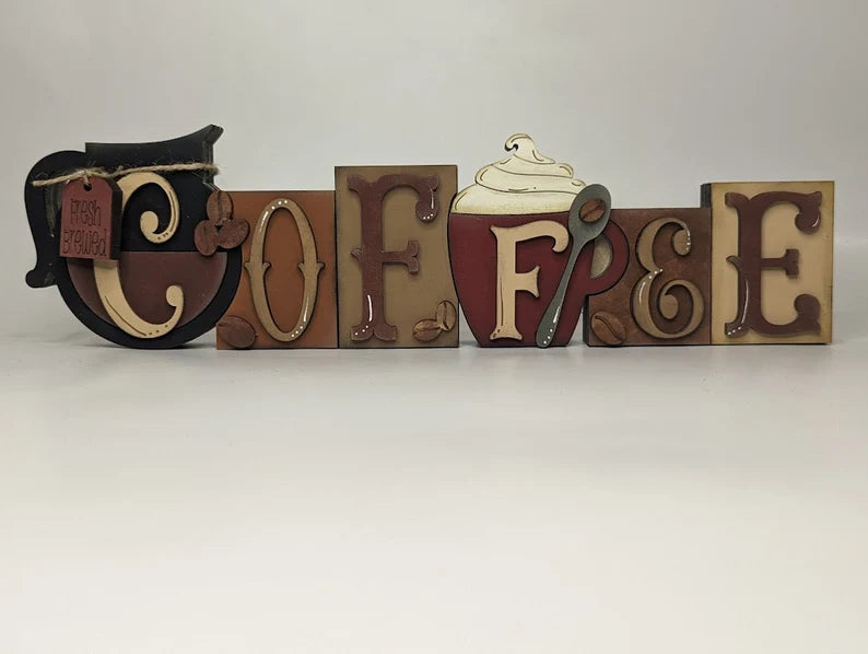 Coffee Word Block- Paint Party Kit